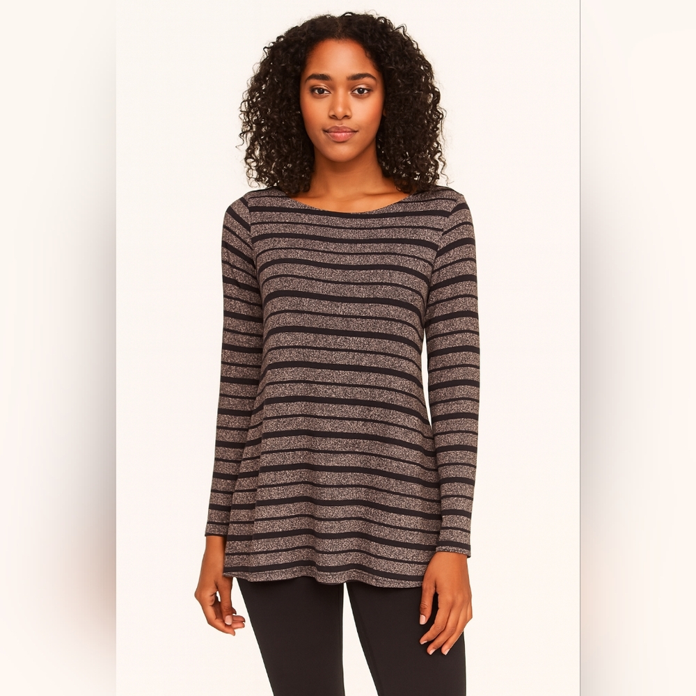 J. Jill Wearever Collection Striped Long Sleeve Top Tunic Striped